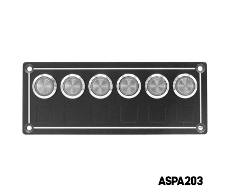 AAA - 6 Gang Switch Panel Self-Locking Push Button 12-24V DC