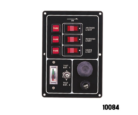 AAA - 3 Gang Switch Panel - With Battery Test Gauge & Horn Switch